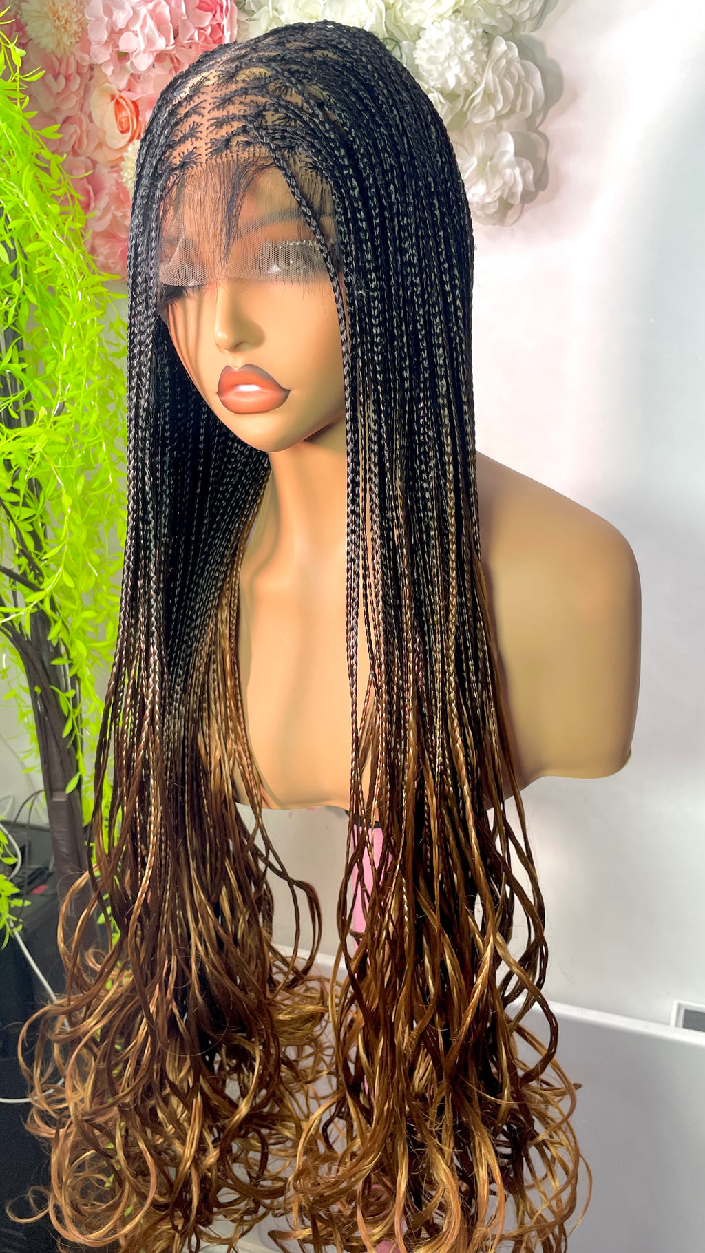 Ready to wear glueless French curls braided wig
