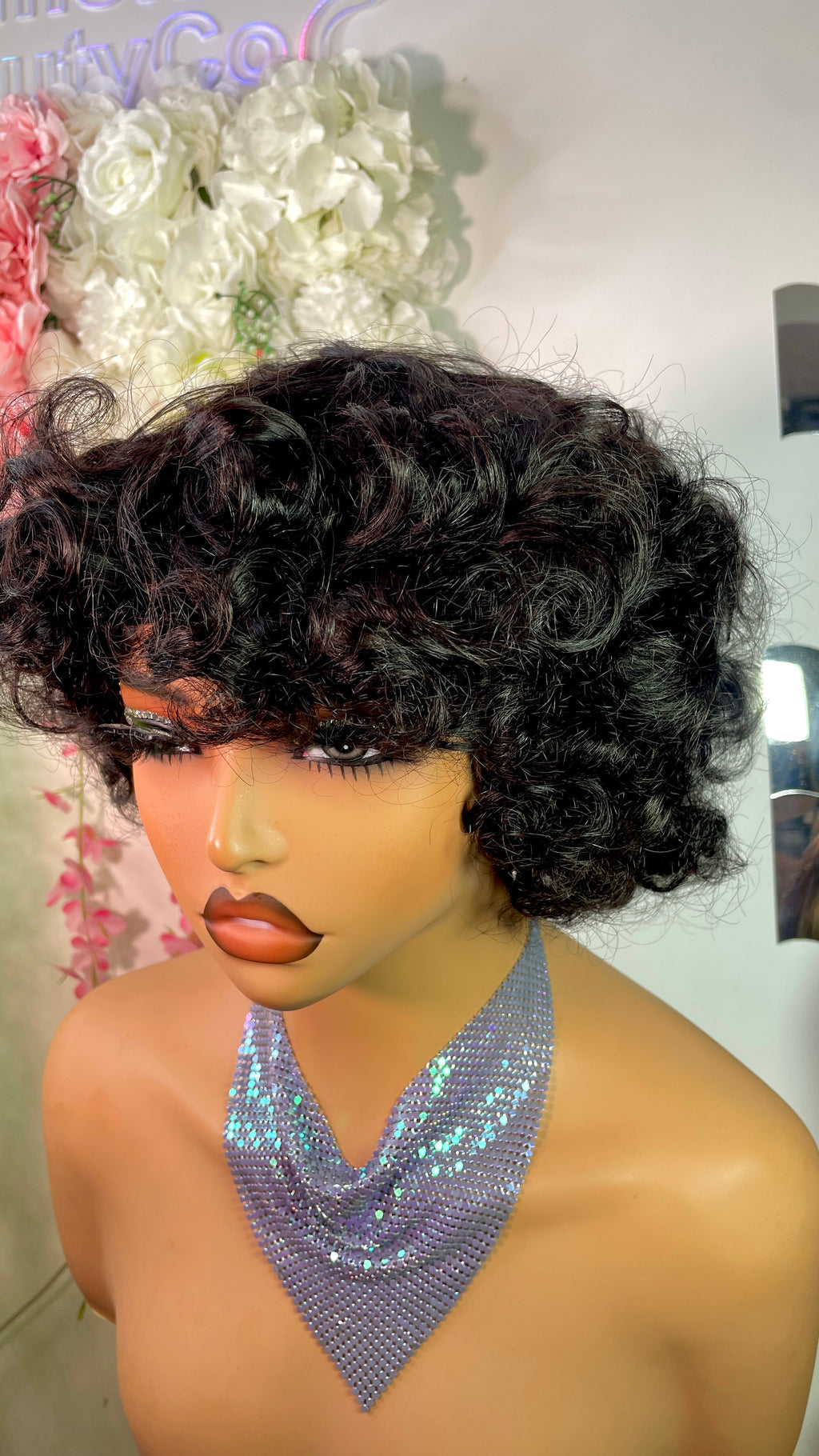 Wig Abesh 100% human Hair natural bounce curls