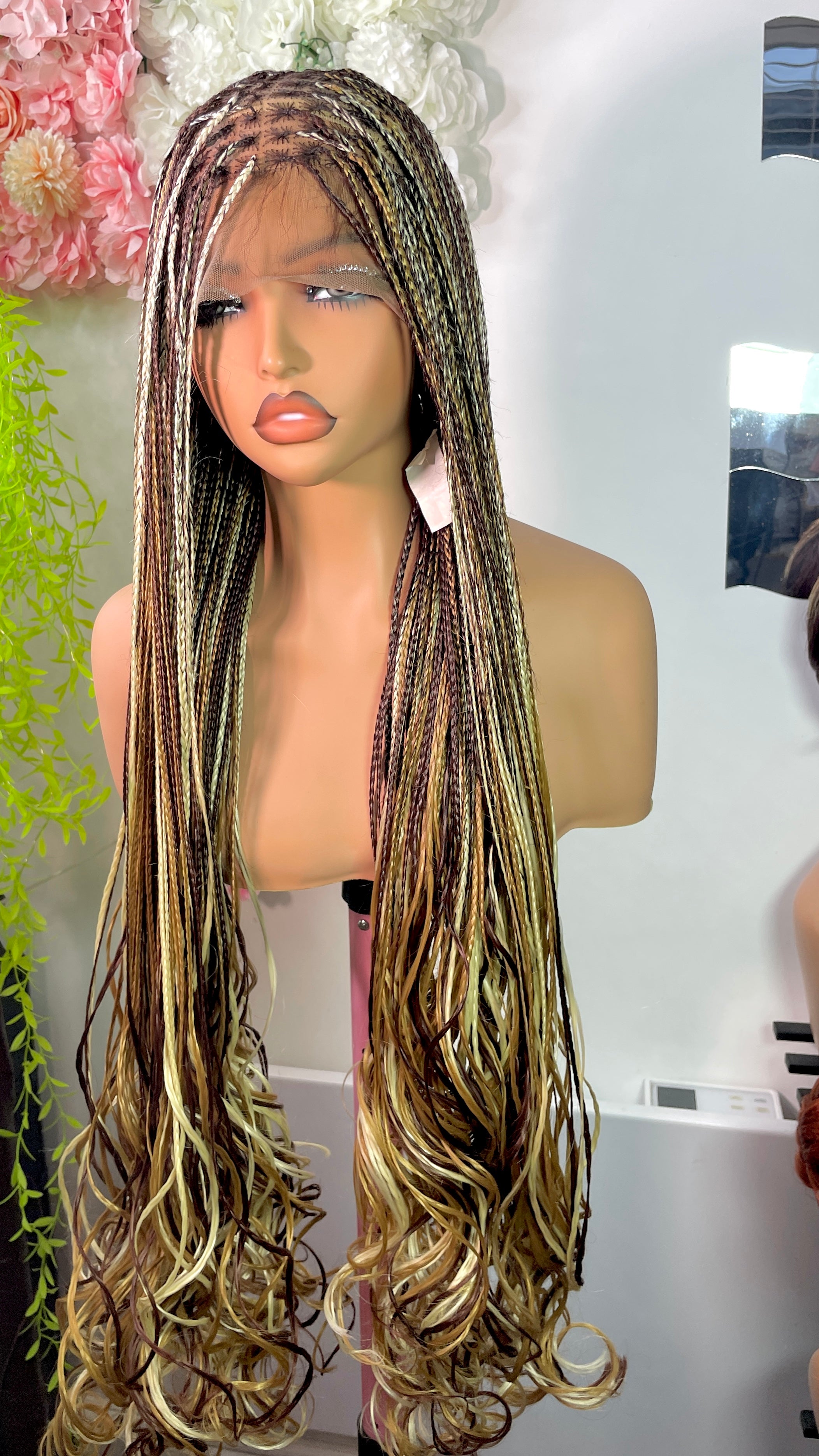 Ready to wear glueless French curls braided wig