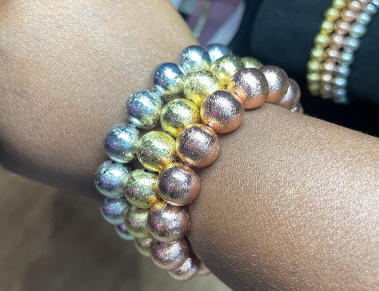 Non Tarnish Bold beaded bracelet set of 3