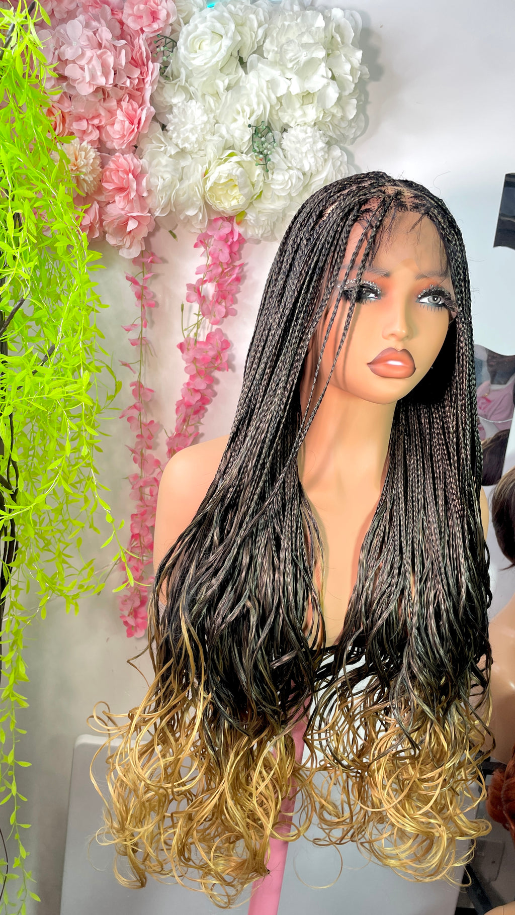 Read to wear Glueless French curls braided wig