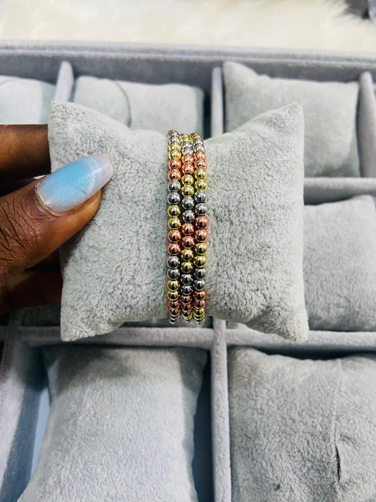 Non Tarnish fashion beaded bracelet set of 3