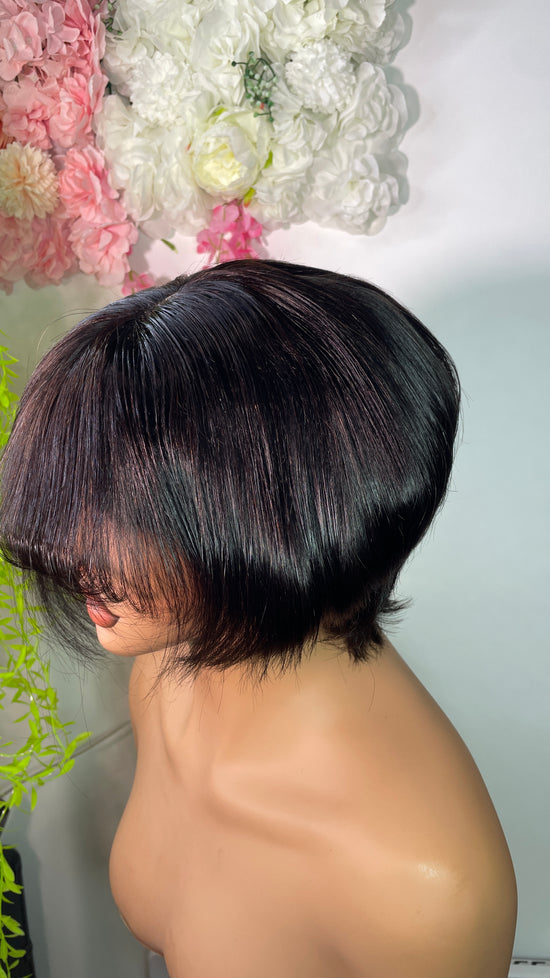 Wig Milly naturalistic 100 percent human hair short  fringe bob