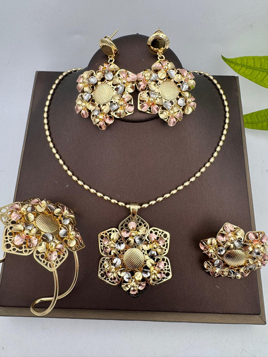 Non Tarnish Zirconia necklace, bracelet, earrings and ring