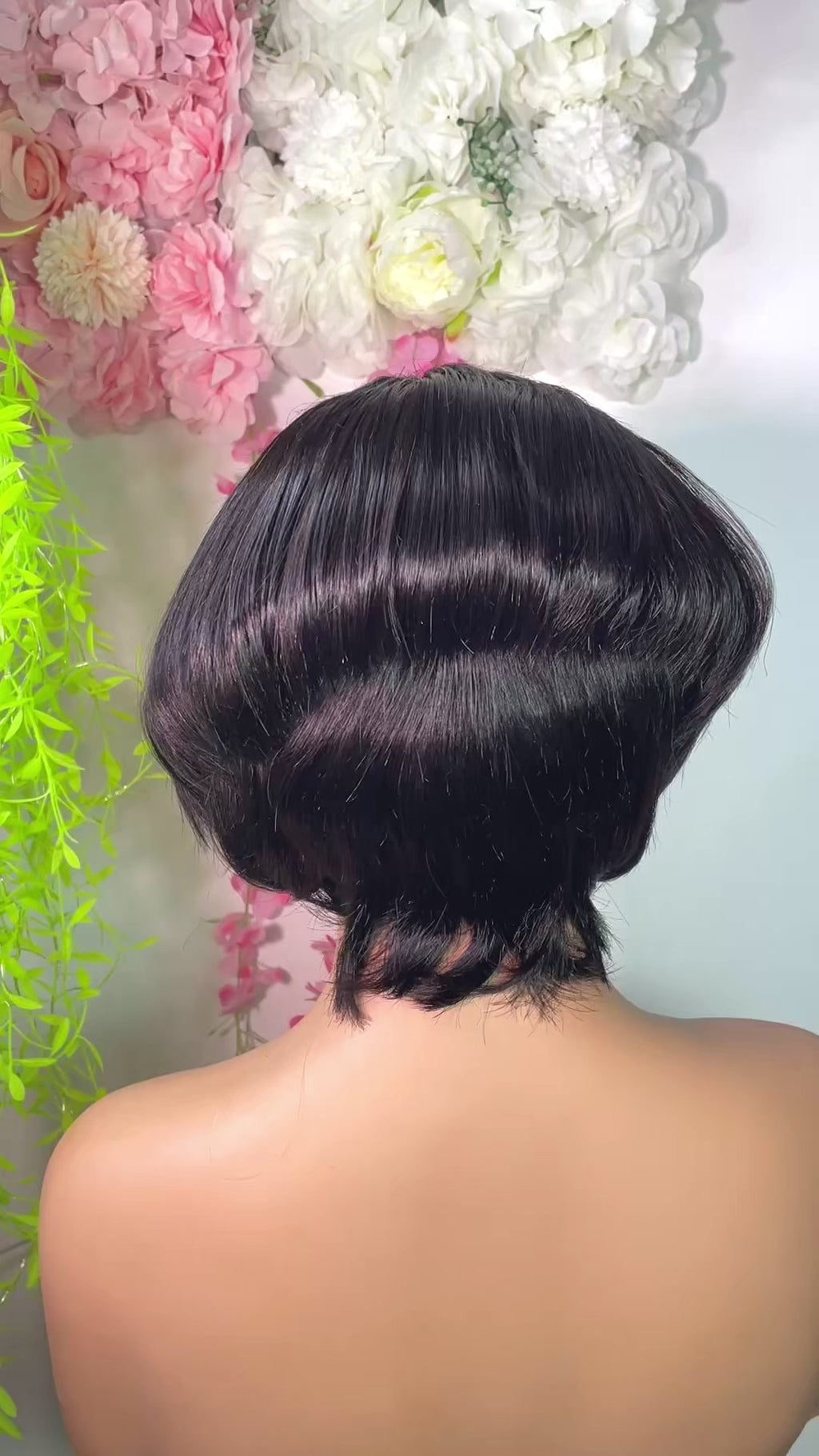 Wig Milly naturalistic 100 percent human hair short  fringe bob