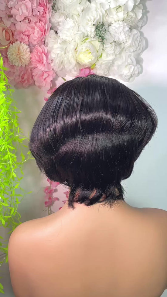 Wig Milly naturalistic 100 percent human hair short  fringe bob