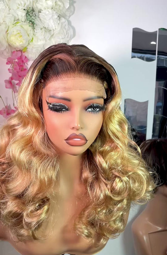 Wig Aladeh 100% human hair blonde bounce