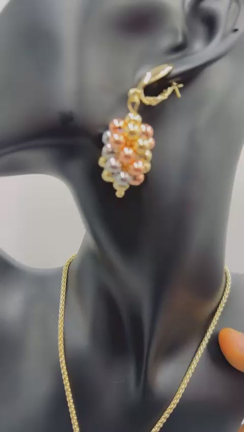 Non Tarnish Zirconia 3 tone Neck piece and earrings