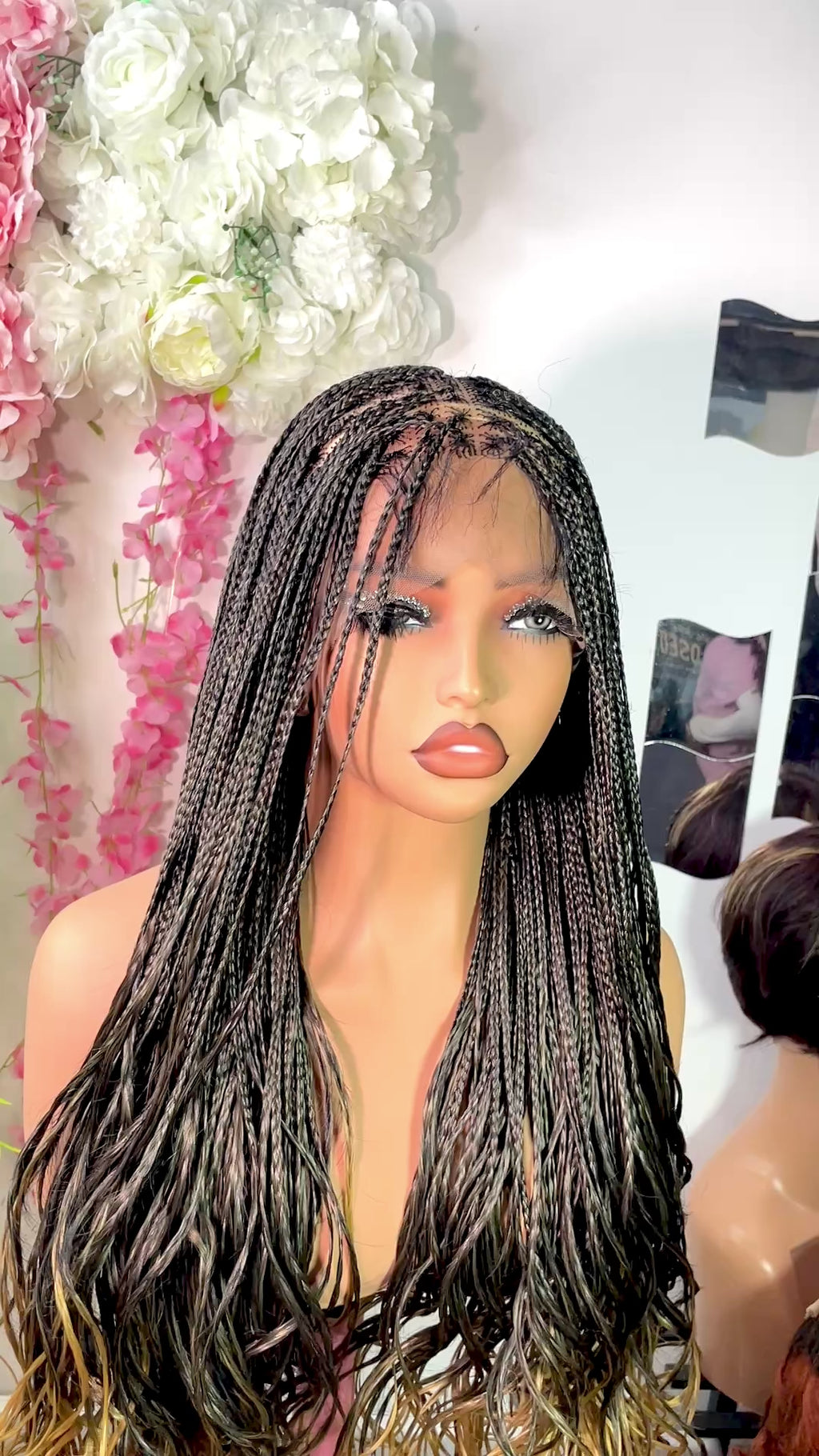 Read to wear Glueless French curls braided wig